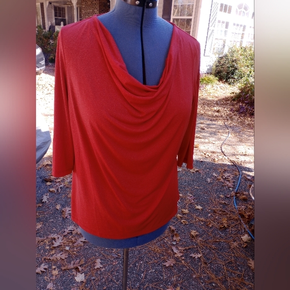 Women's (16-18) sparkly red, drape top - Picture 1 of 4